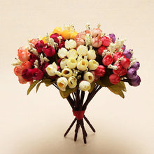 Load image into Gallery viewer, 15 heads Mini Rose Colorful Silk Flowers