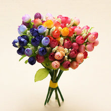 Load image into Gallery viewer, 15 heads Mini Rose Colorful Silk Flowers