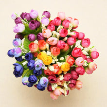 Load image into Gallery viewer, 15 heads Mini Rose Colorful Silk Flowers