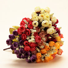 Load image into Gallery viewer, 15 heads Mini Rose Colorful Silk Flowers