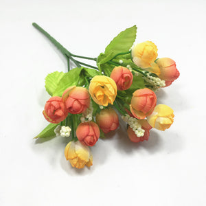 15 heads Mini Rose Colorful Silk Flowers