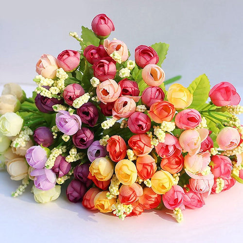 Mini Rose Colorful Silk Flowers new year
